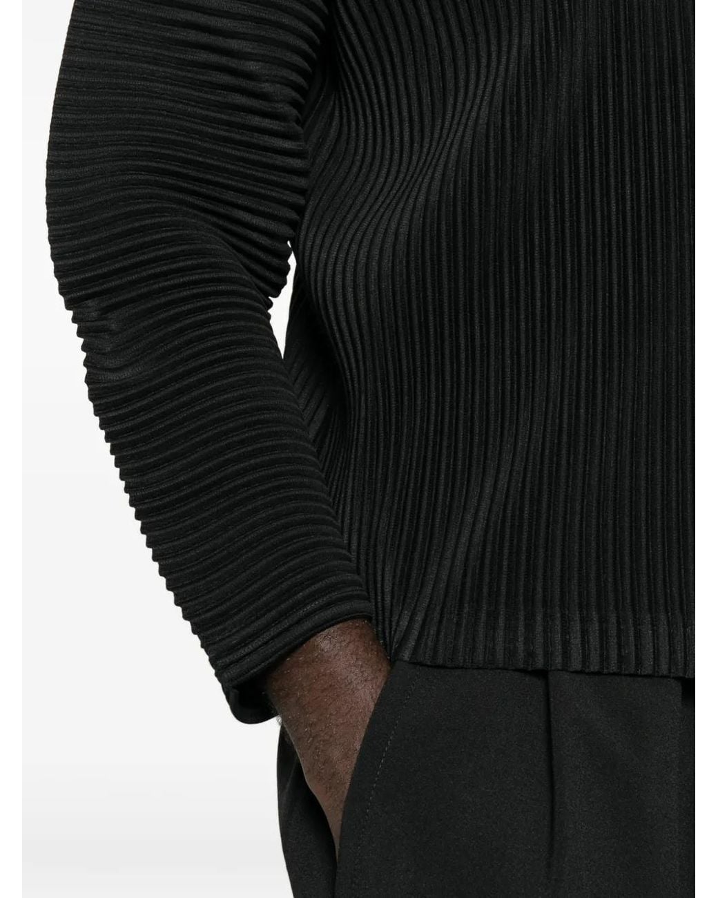 Homme Plissé Issey Miyake Black Pleated Long-Sleeve T-Shirt for men