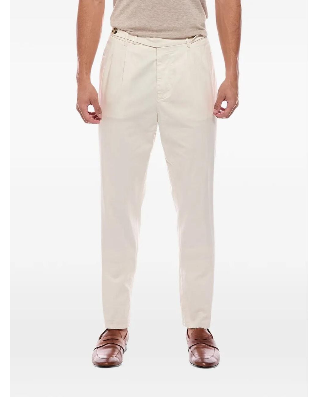 Brunello Cucinelli Natural Pleated Trousers for men