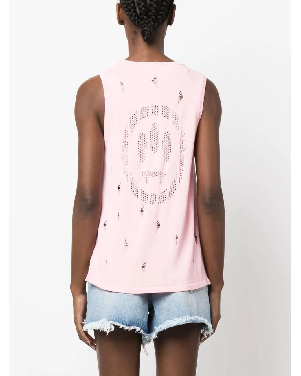 Barrow Pink Distressed-Effect Sleeveless Top