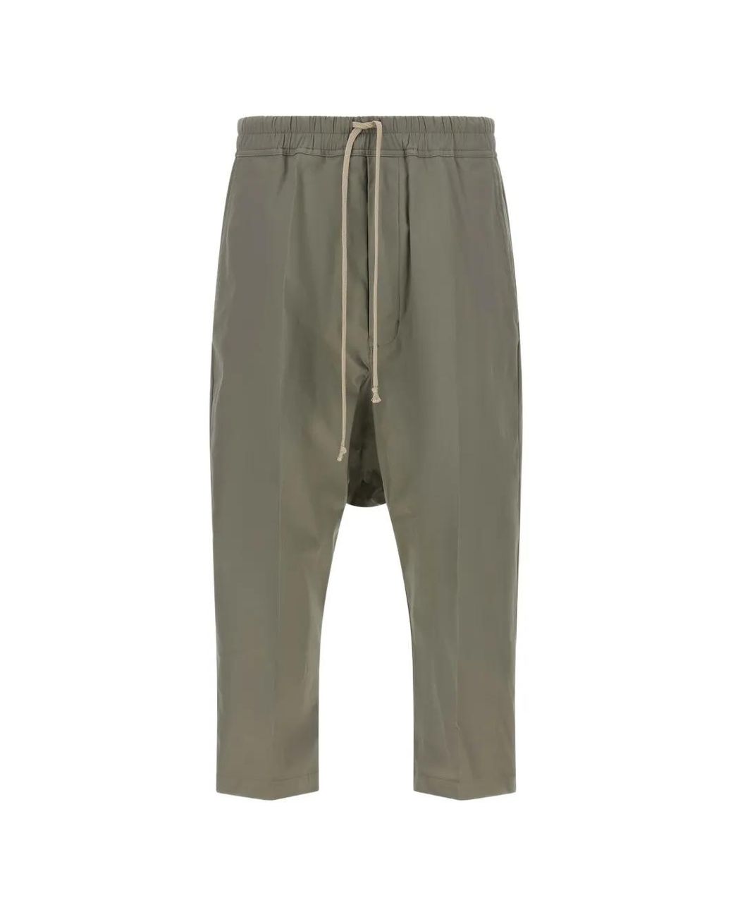Rick Owens Green Drawstring Cropped Trousers for men