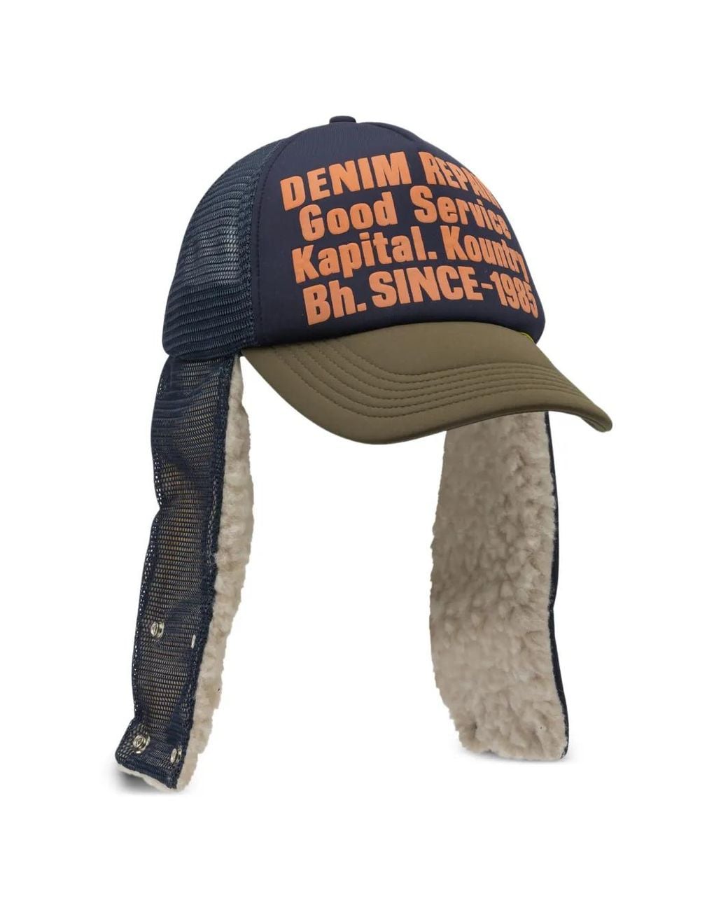 Kapital White Print Ear-Flap Hat for men
