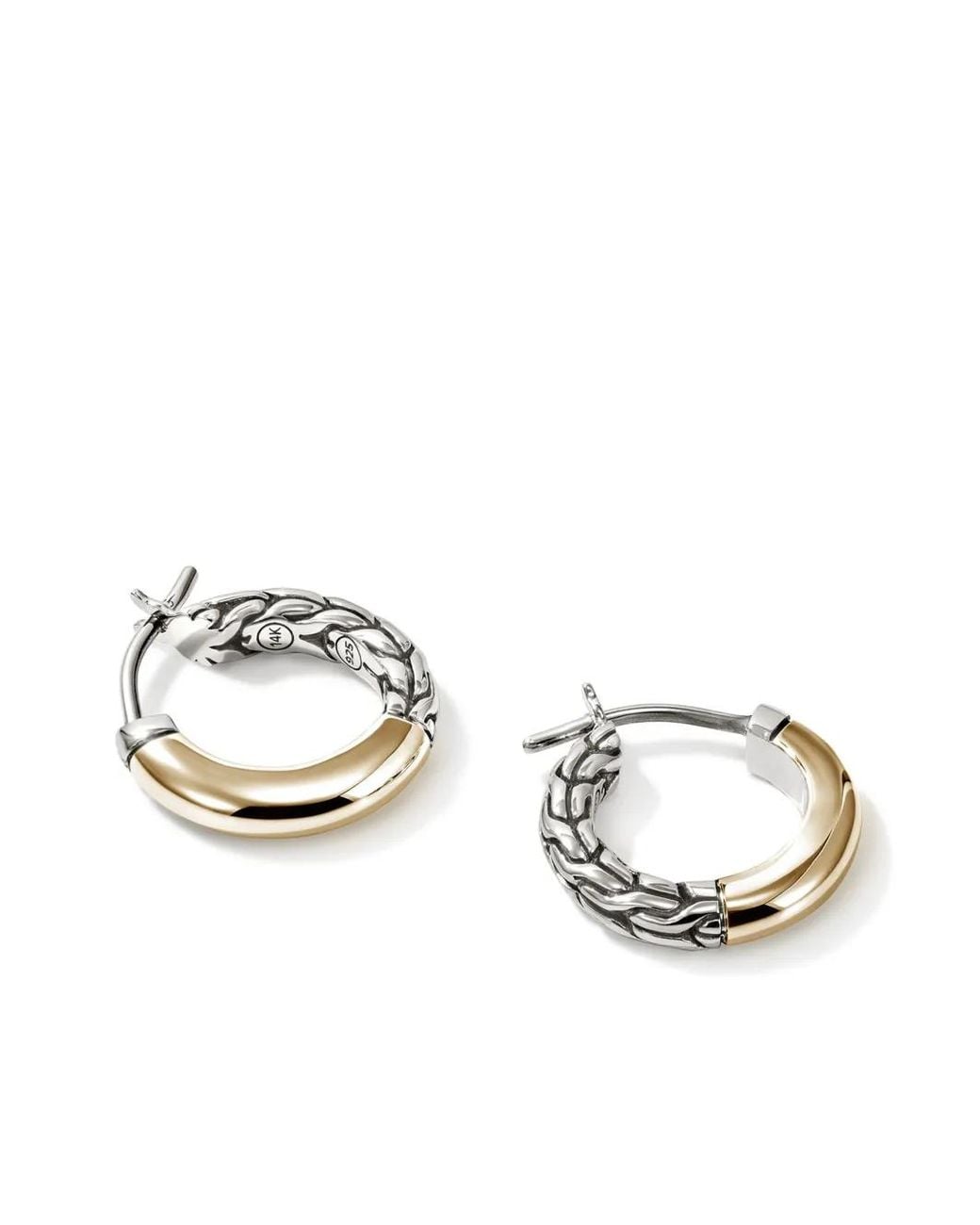 John Hardy 14Kt Essential Crossover Diamond Hoop Earrings in White | Lyst