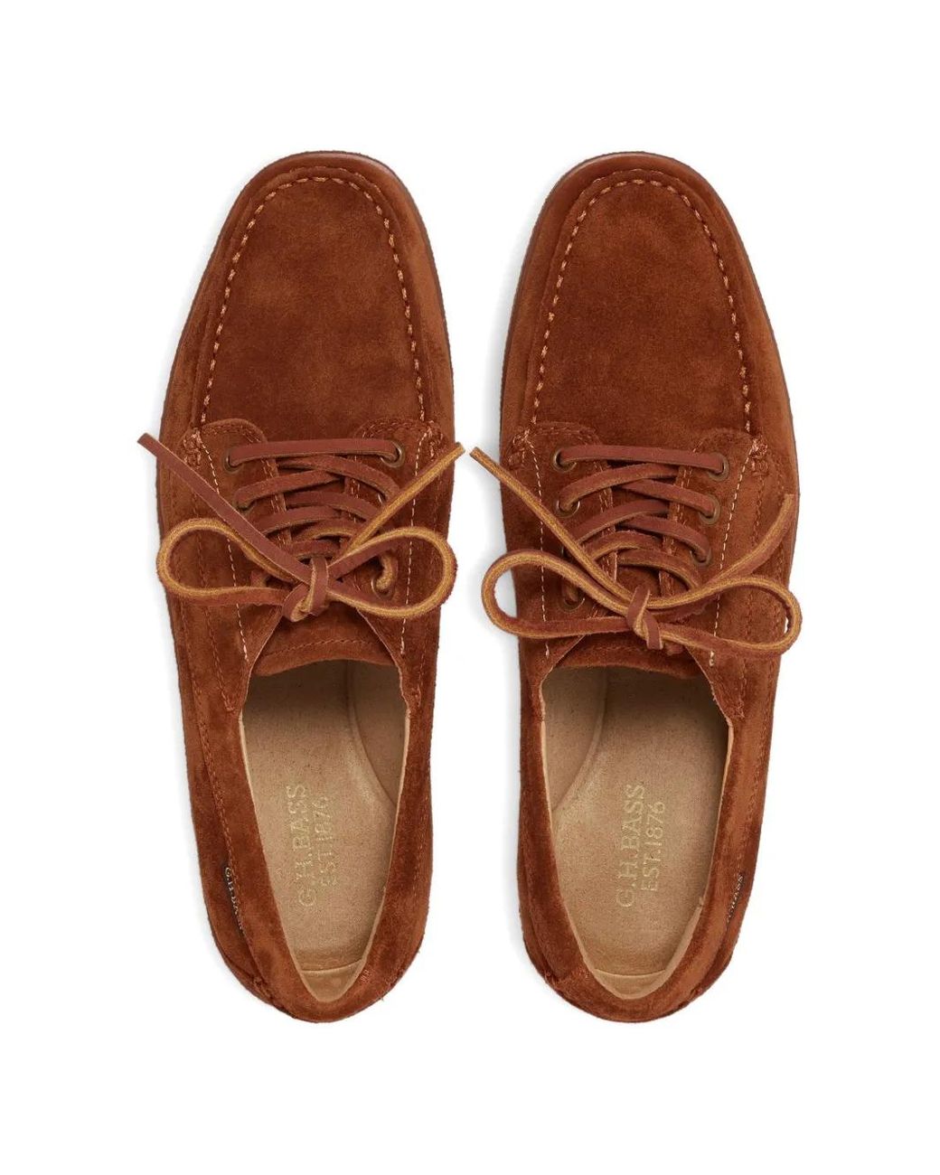 G.H.BASS Brown Wilton Driver 4-Eye Lace-Up Boat Shoes for men