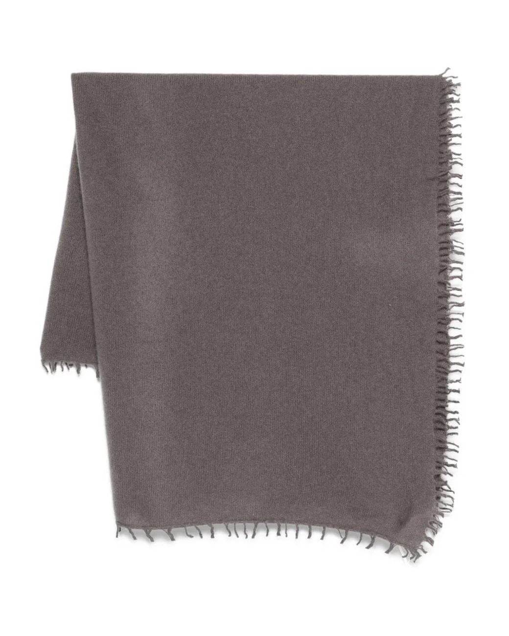 Liska Gray Frayed-Edges Cashmere Scarf