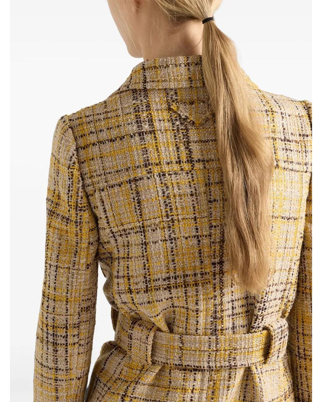 Prada Natural Single-Breasted Tweed Coat