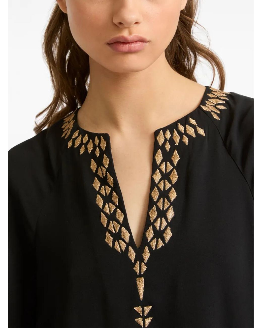 Yves Salomon Black Embroidered Silk Dress