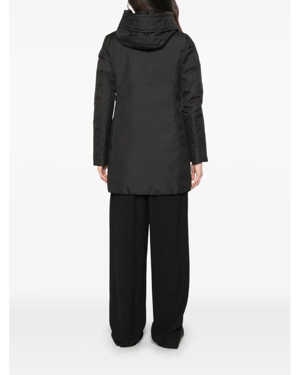 Fay Black Hooded Toggle-Fastening Coat