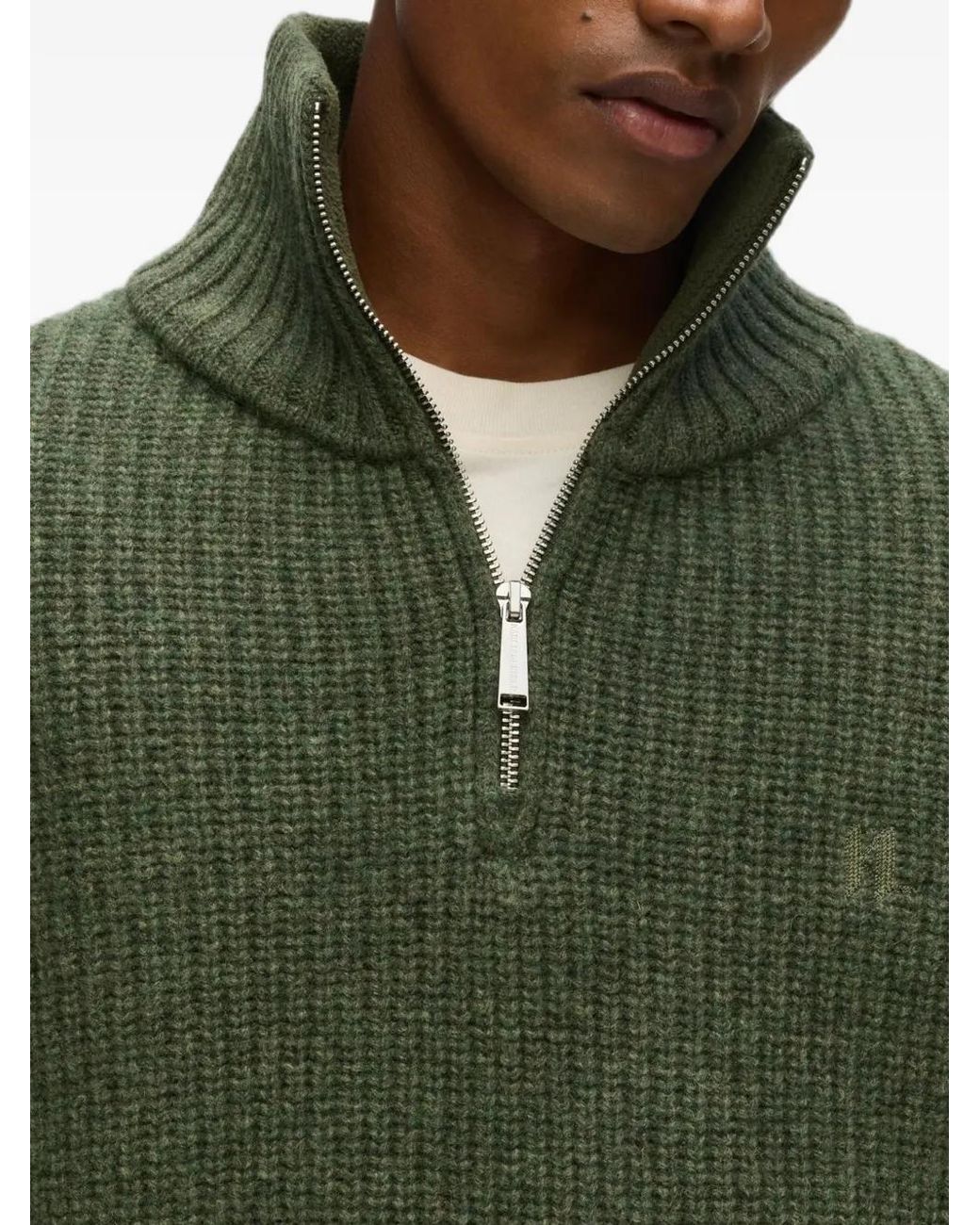 Karl Lagerfeld Green Half-Zip Turtleneck Sweater for men