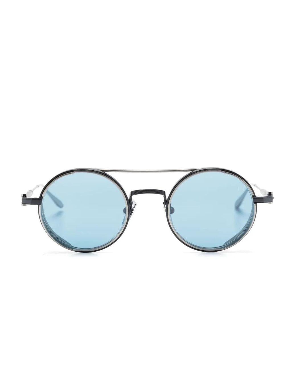 Akoni Blue Eris Round-Frame Double-Bridge Sunglasses