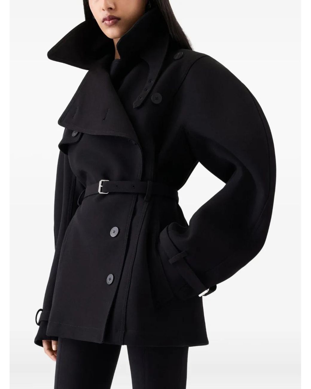 Jacquemus Black Belted Balloon-Sleeve Coat