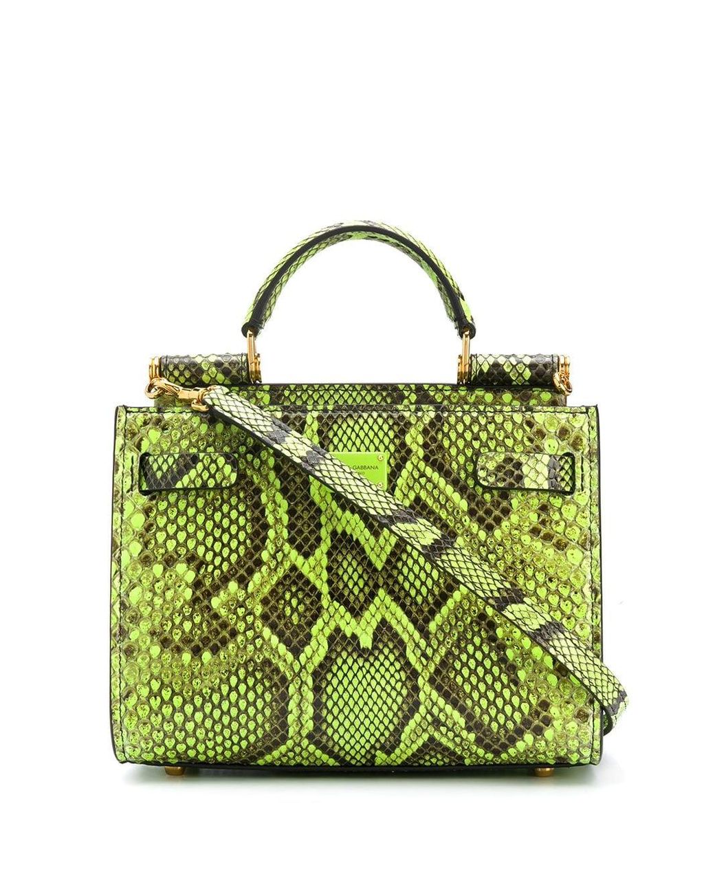 Dolce & Gabbana Snake-print Leather Handbag in Green | Lyst