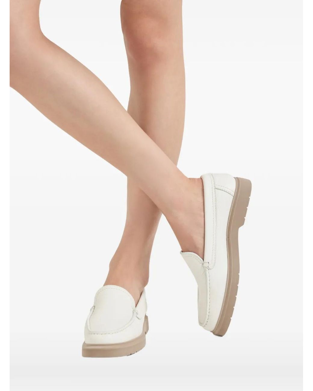 Brunello Cucinelli White Leather Loafers