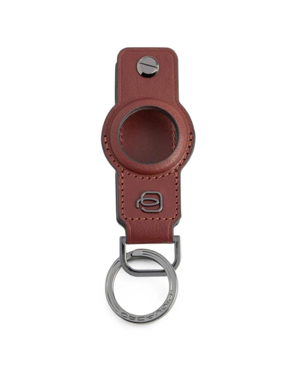 Piquadro Red Airtag Holder Leather Keychain for men