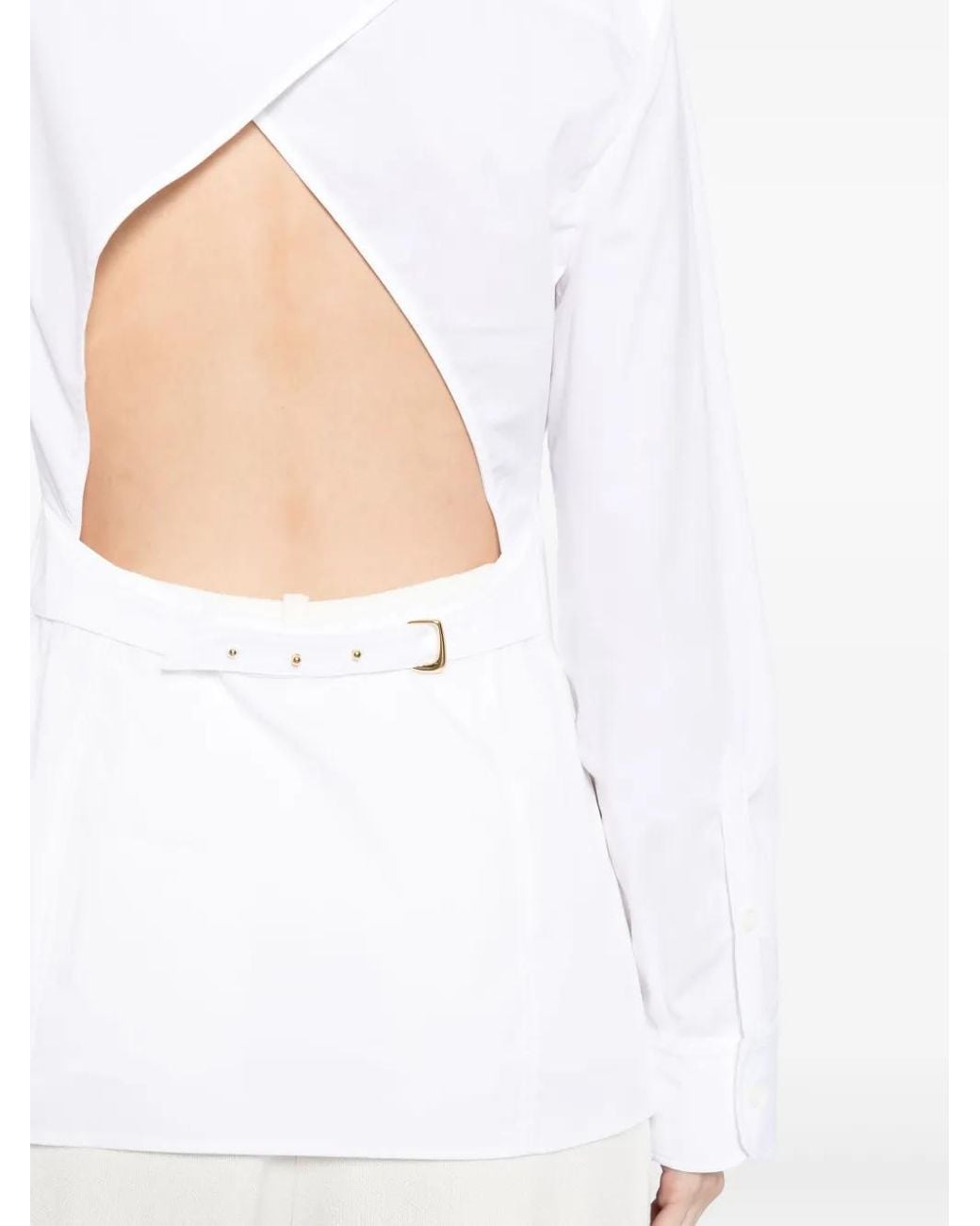 Jacquemus White Blouse With Cut-Out Detail And Adjustable Waistband