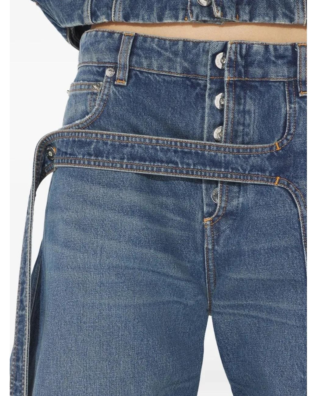Jean Paul Gaultier Blue Low Waisted With Strap Detail On The Front