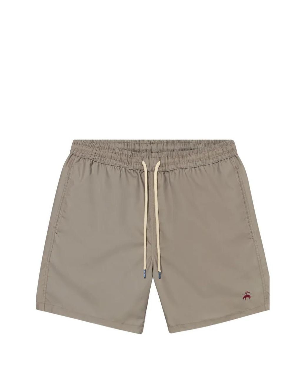 Brooks Brothers Gray Logo-Embroidered Drawstring Swim Shorts for men