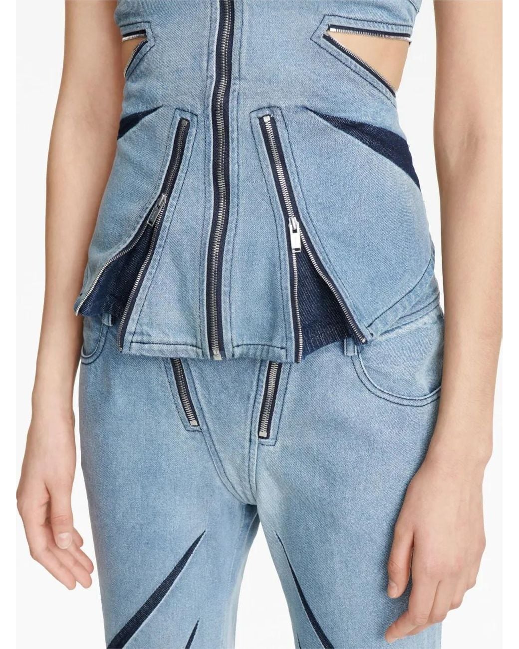 Dion Lee Blue Darted Denim Corset