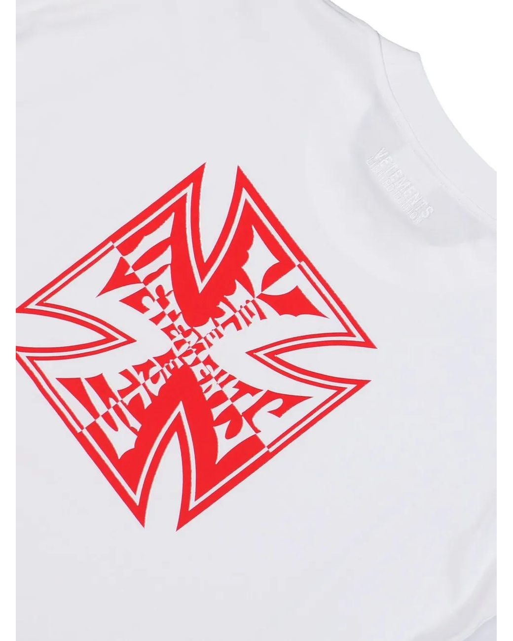 Vetements White T-Shirt Biker Double À Logo Croisé for men