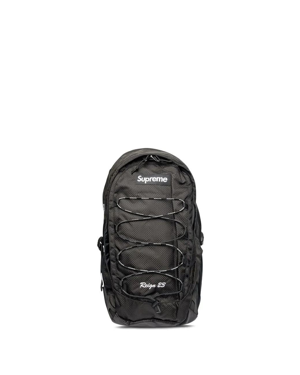 Supreme Black Logo-Patch Backpack for men