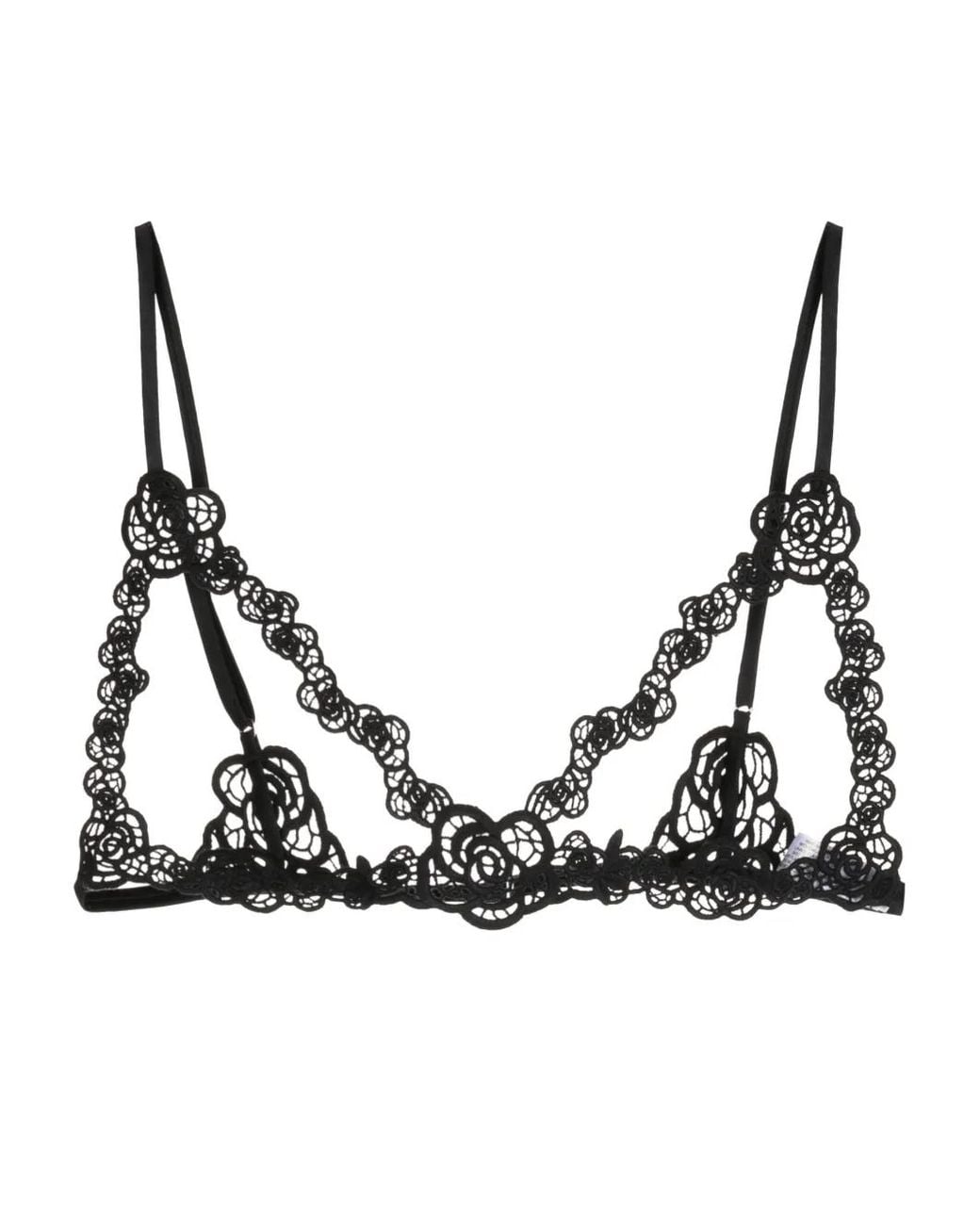 Fleur du Mal Black Fleur Guipure Ouvert Bralette