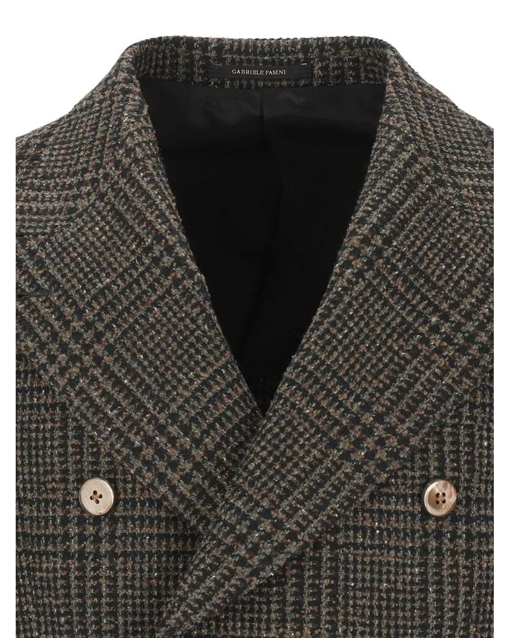 Gabriele Pasini Black Prince Of Wales Double-Breasted Blazer for men