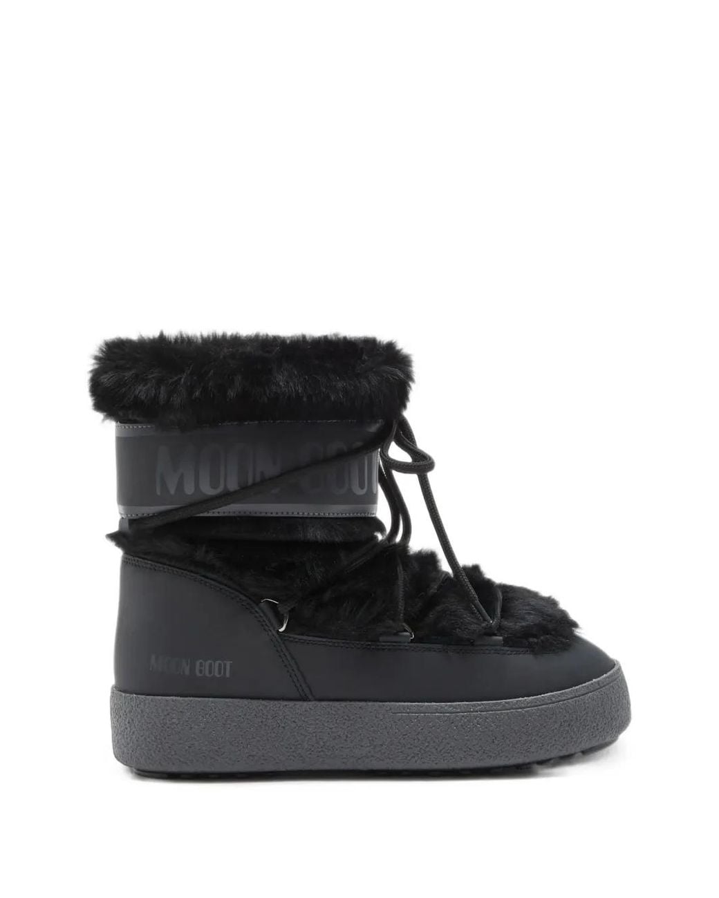 Moon Boot Black Ltrack Low Faux-Fur Boots