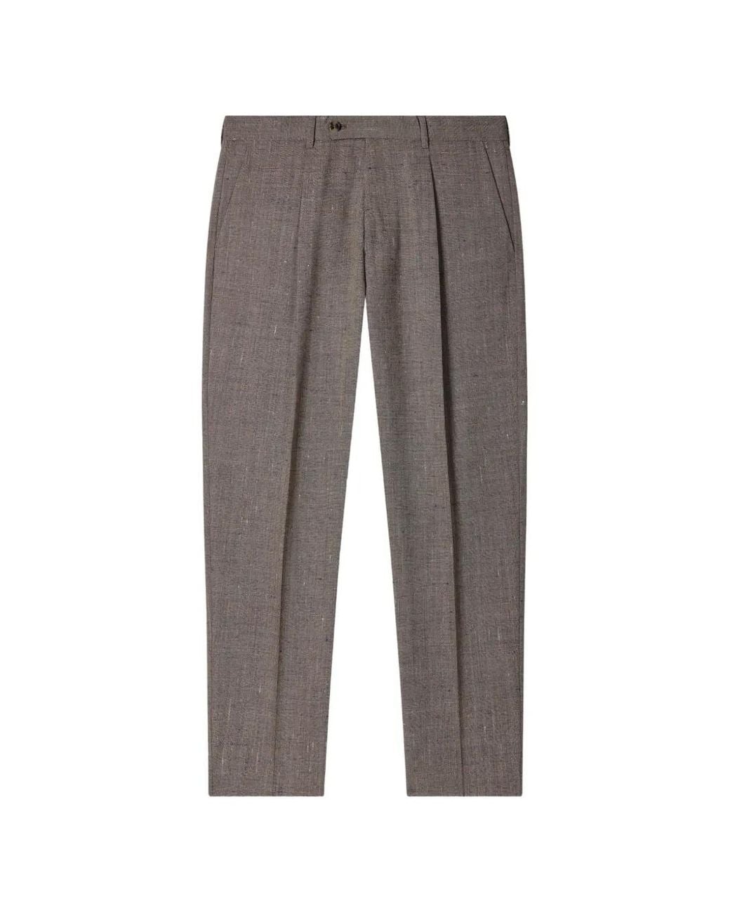 Paul Smith Gray Tapered-Fit Flecked Wool Pleated Trousers for men