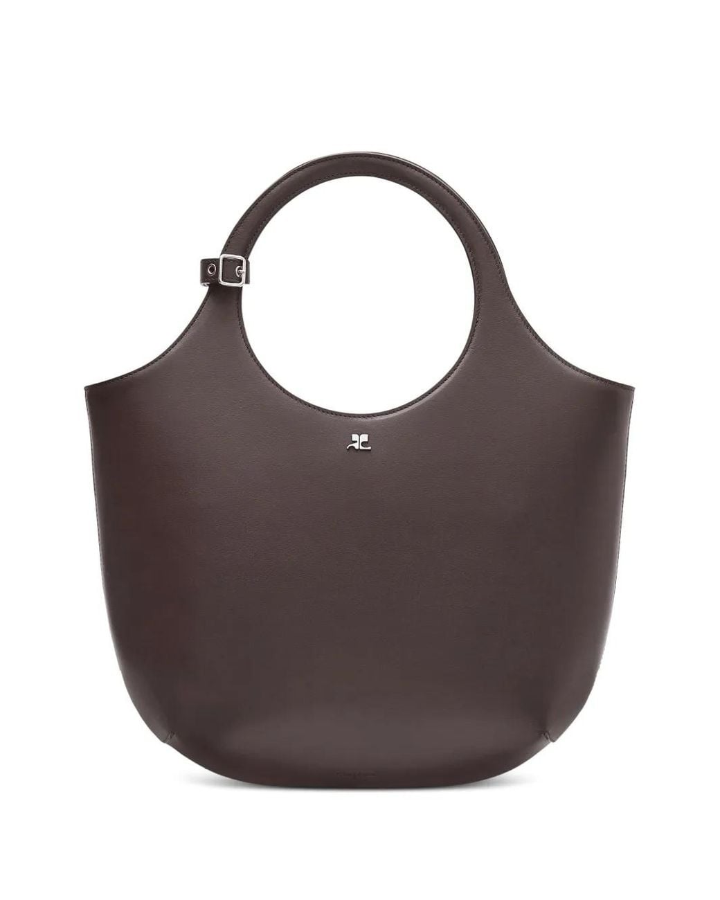 Courreges Brown Medium Holy Leather Tote Bag