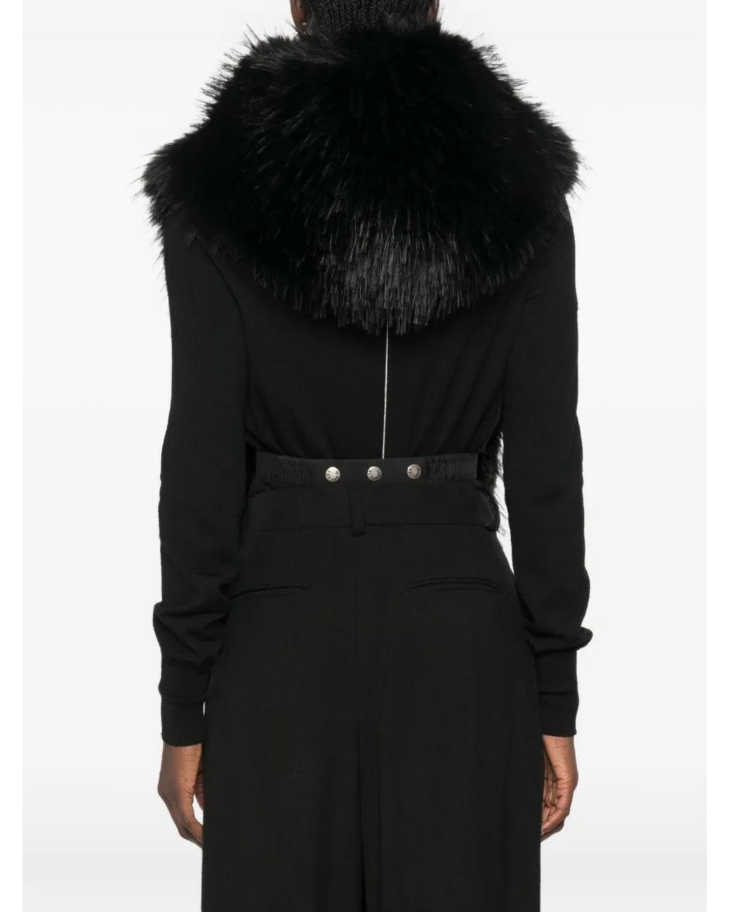 Moncler Black Faux-Fur Hooded Gilet