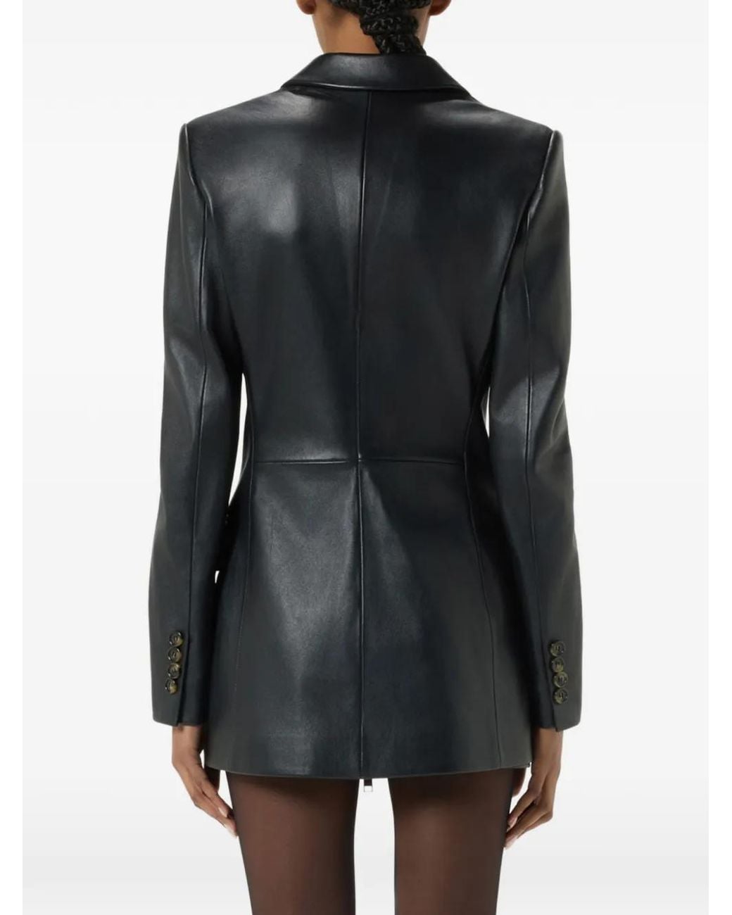 Blumarine Black Single-Breasted Leather Jacket