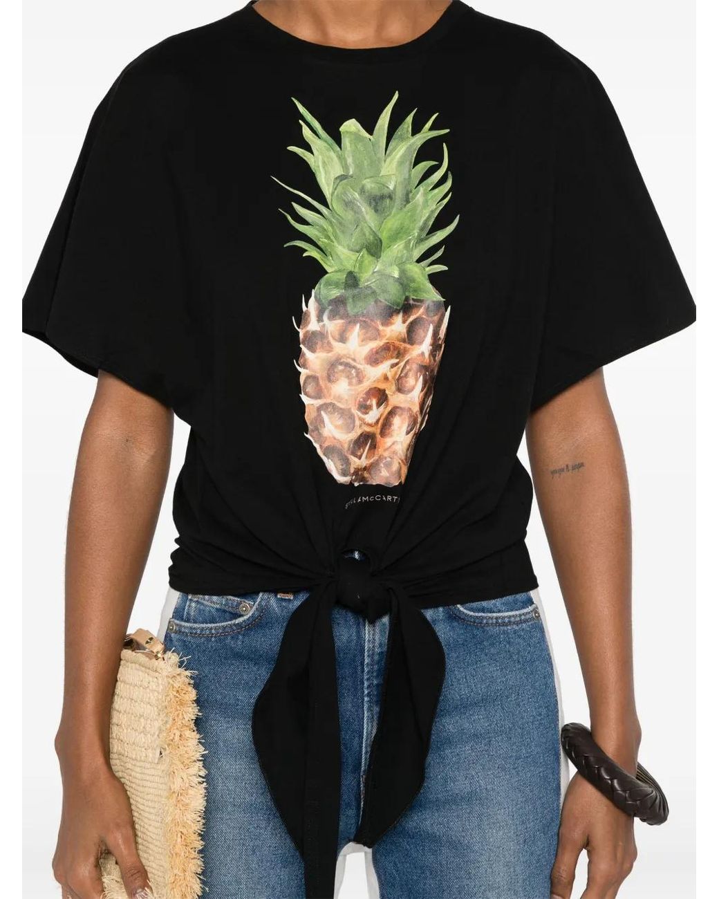 Stella McCartney Black Pineapple Cotton T-Shirt