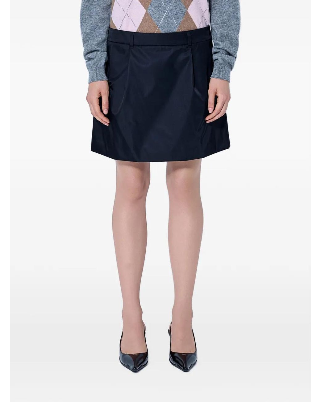 Prada Blue Zip-Pocket Mini Skirt