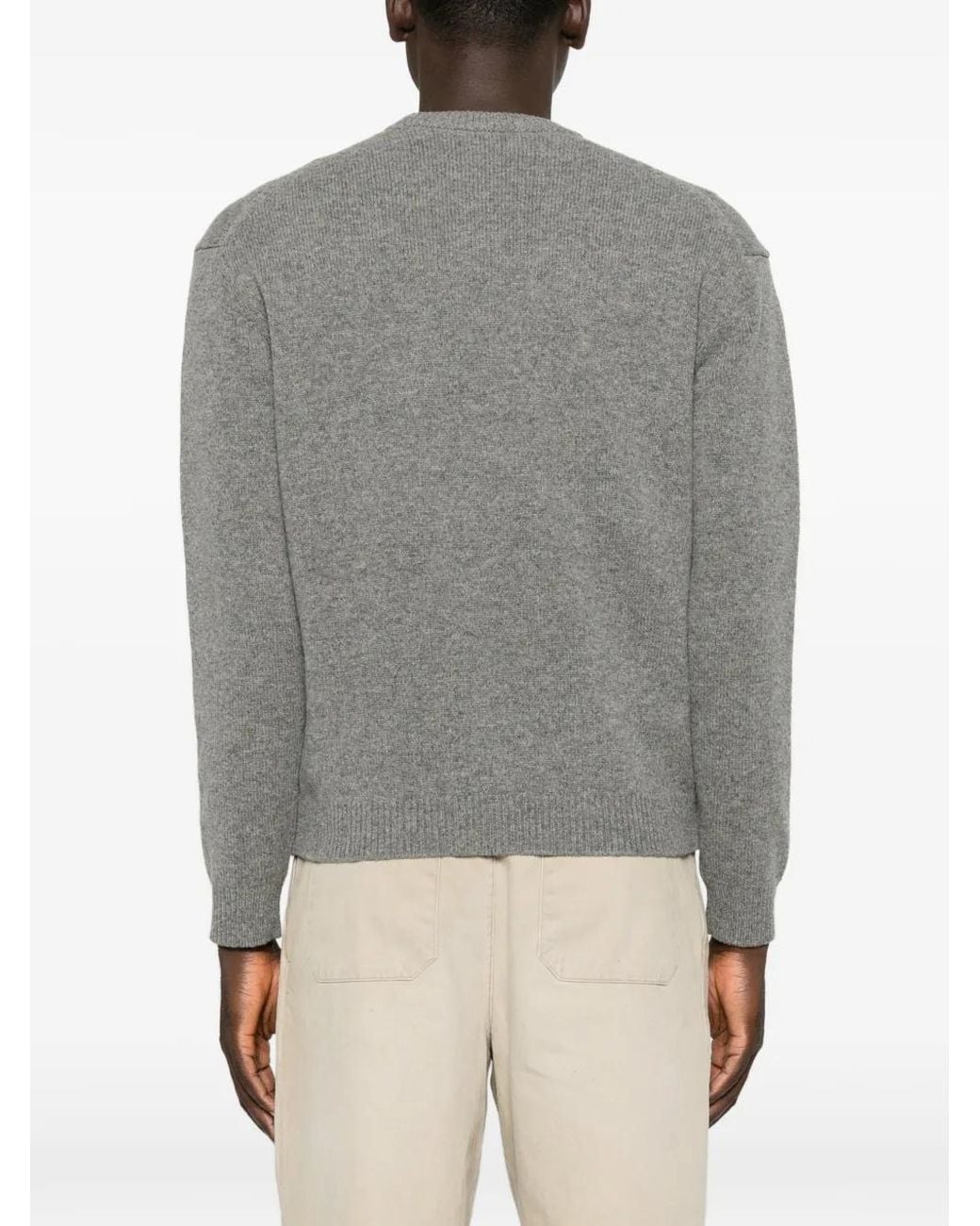 Maison Kitsuné Gray Fox Head Intarsia Sweater for men