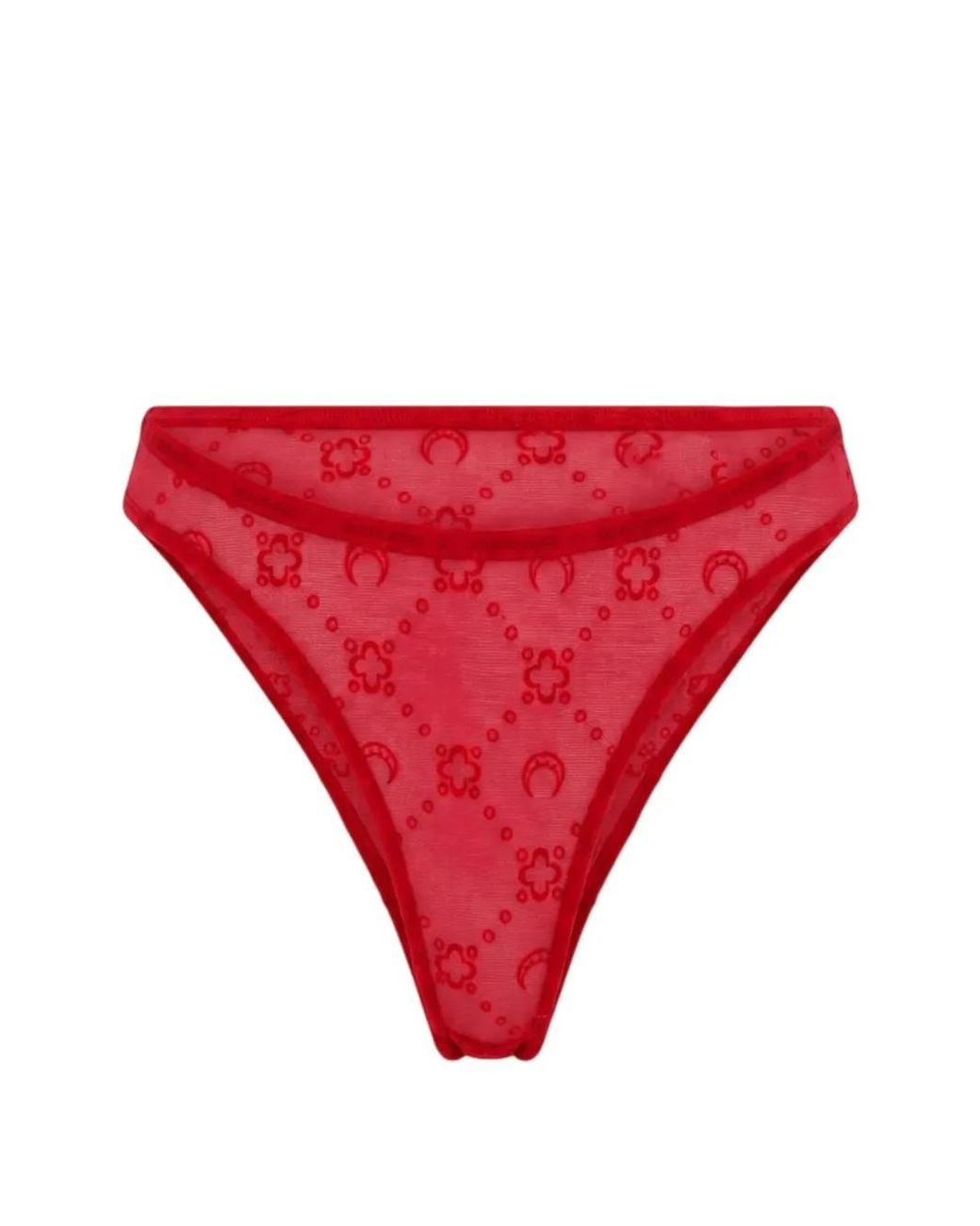 MARINE SERRE Red Moonogram Mesh Flock Panties