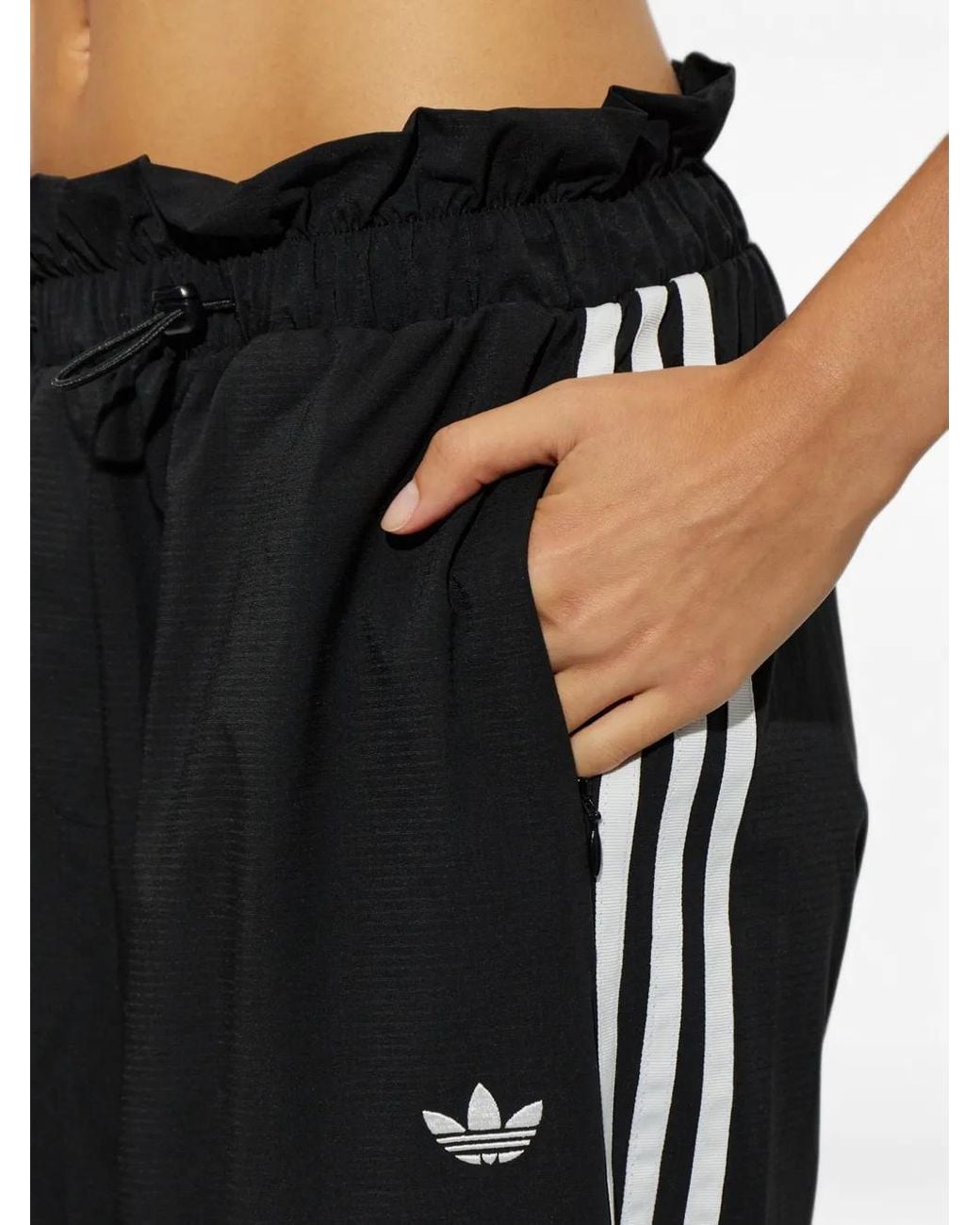Adidas Black Logo-Embroidered Side-Stripe Track Pants