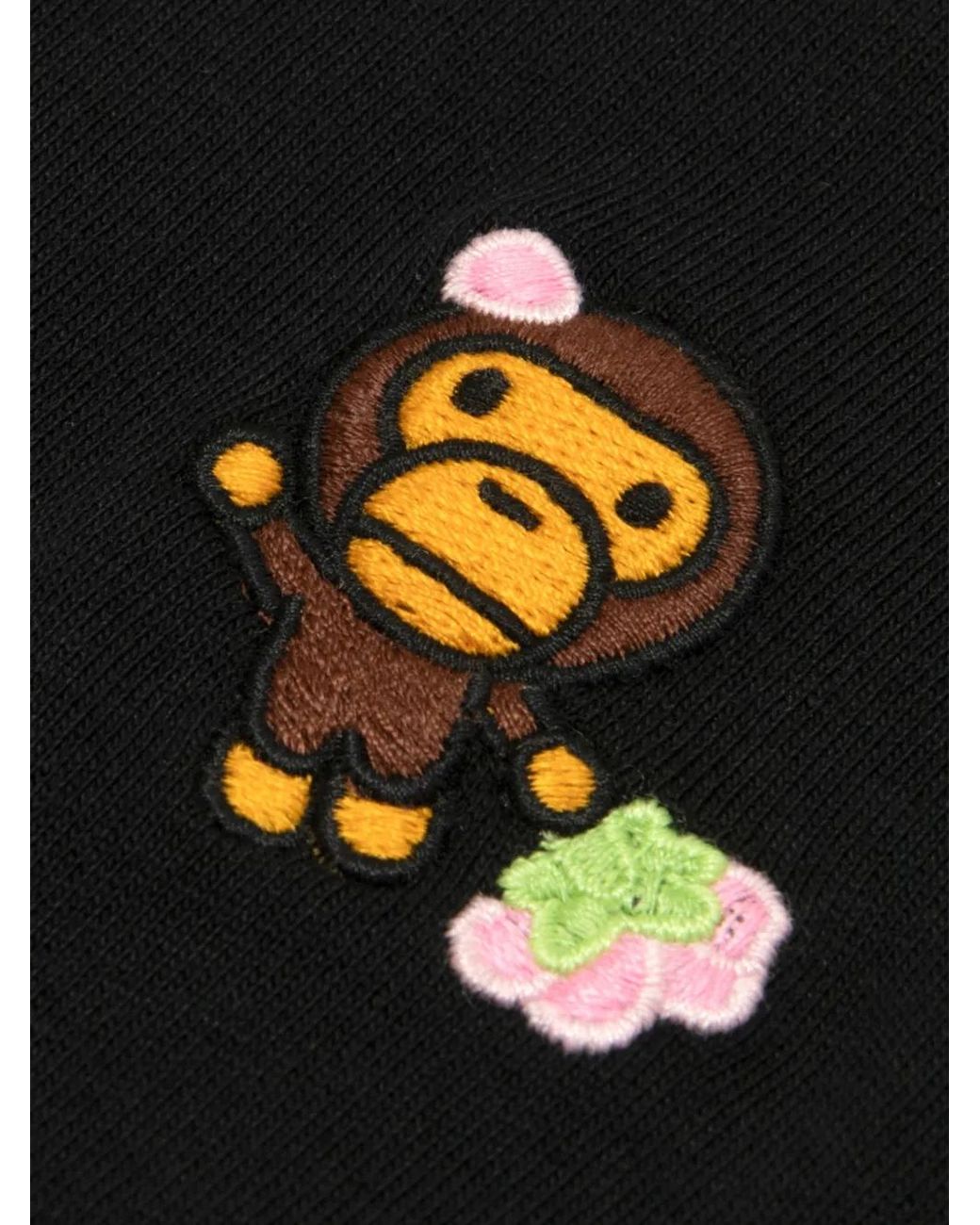 *BABY MILO® STORE BY *A BATHING APE® Black Embroidered T-Shirt
