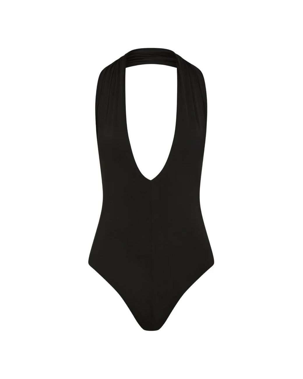 Bondi Born Black Blair Halterneck Plunge-Neck Swimsuit