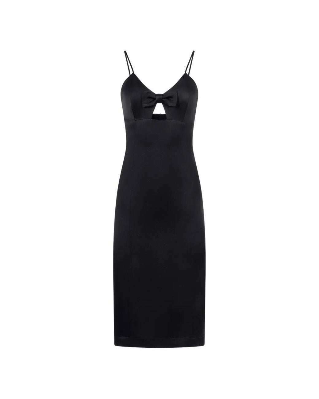 Mia Peculiar Black Bow Crepe Midi Dress