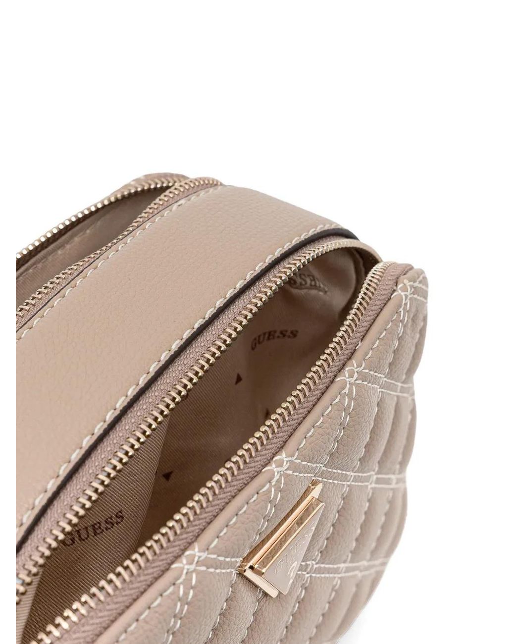 Guess Natural Giully Quilted Chain Cross Body Bag