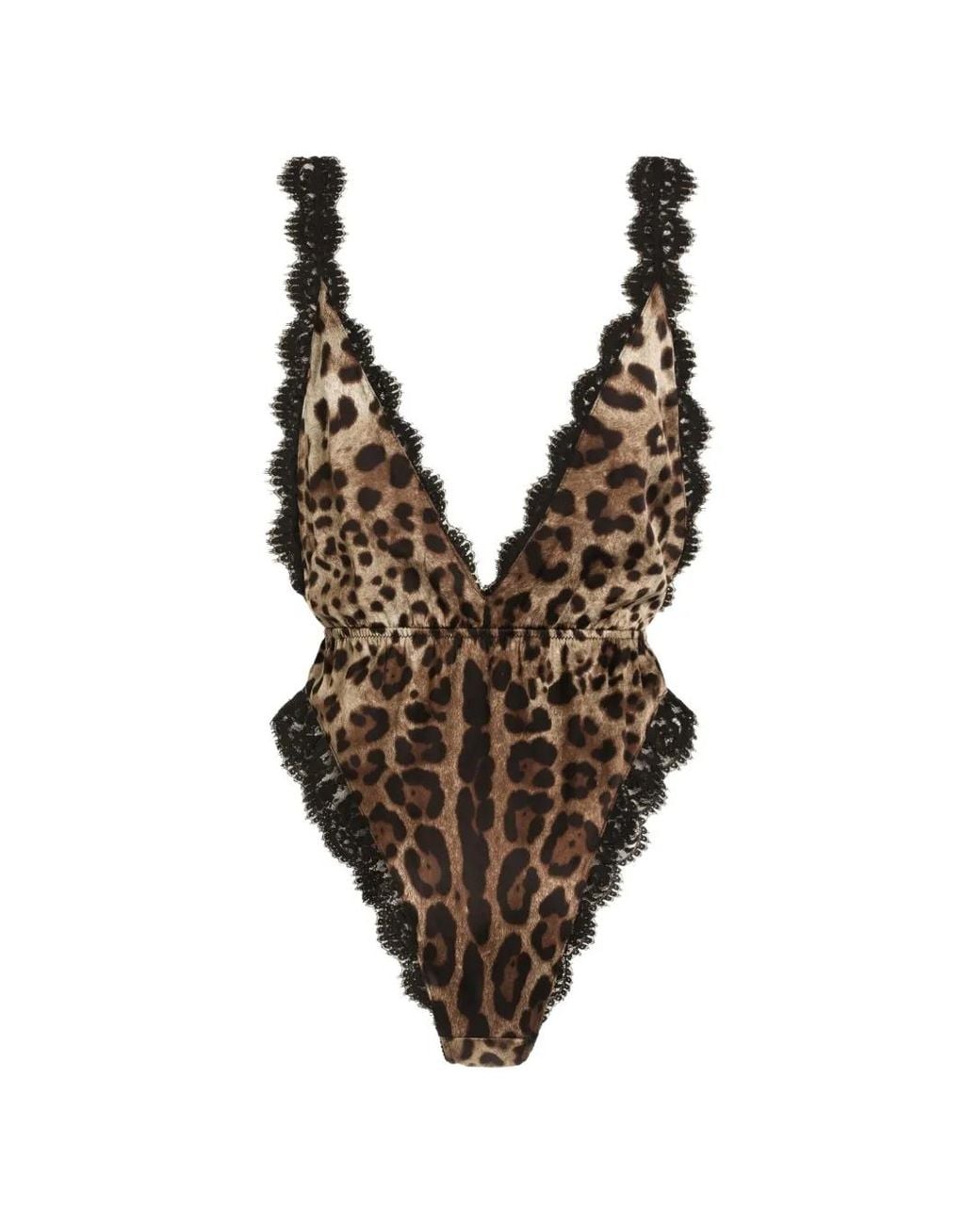 Dolce & Gabbana Multicolor Leo-Print Satin Bodysuit