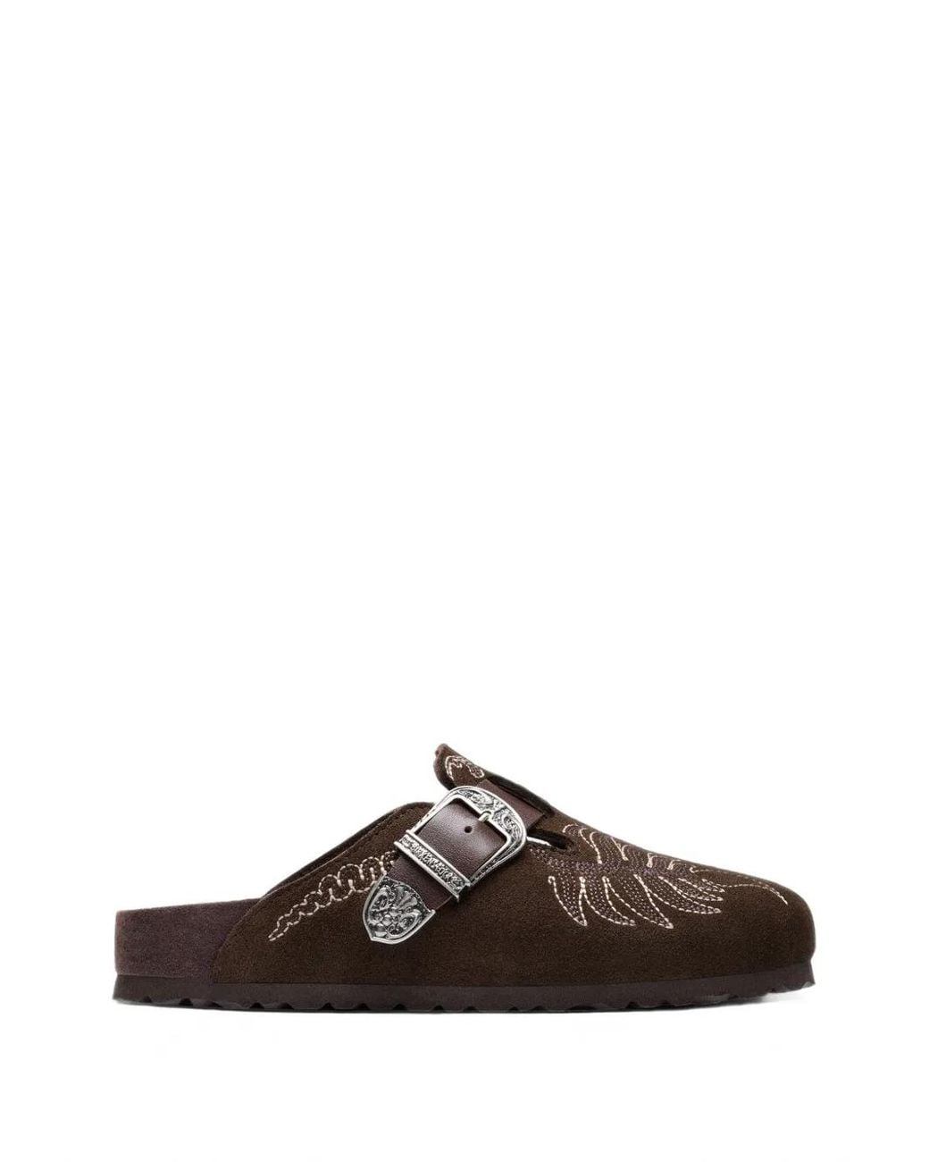 Birkenstock Brown X Etro Boston Embroidered Buckle-Fastening Mules for men