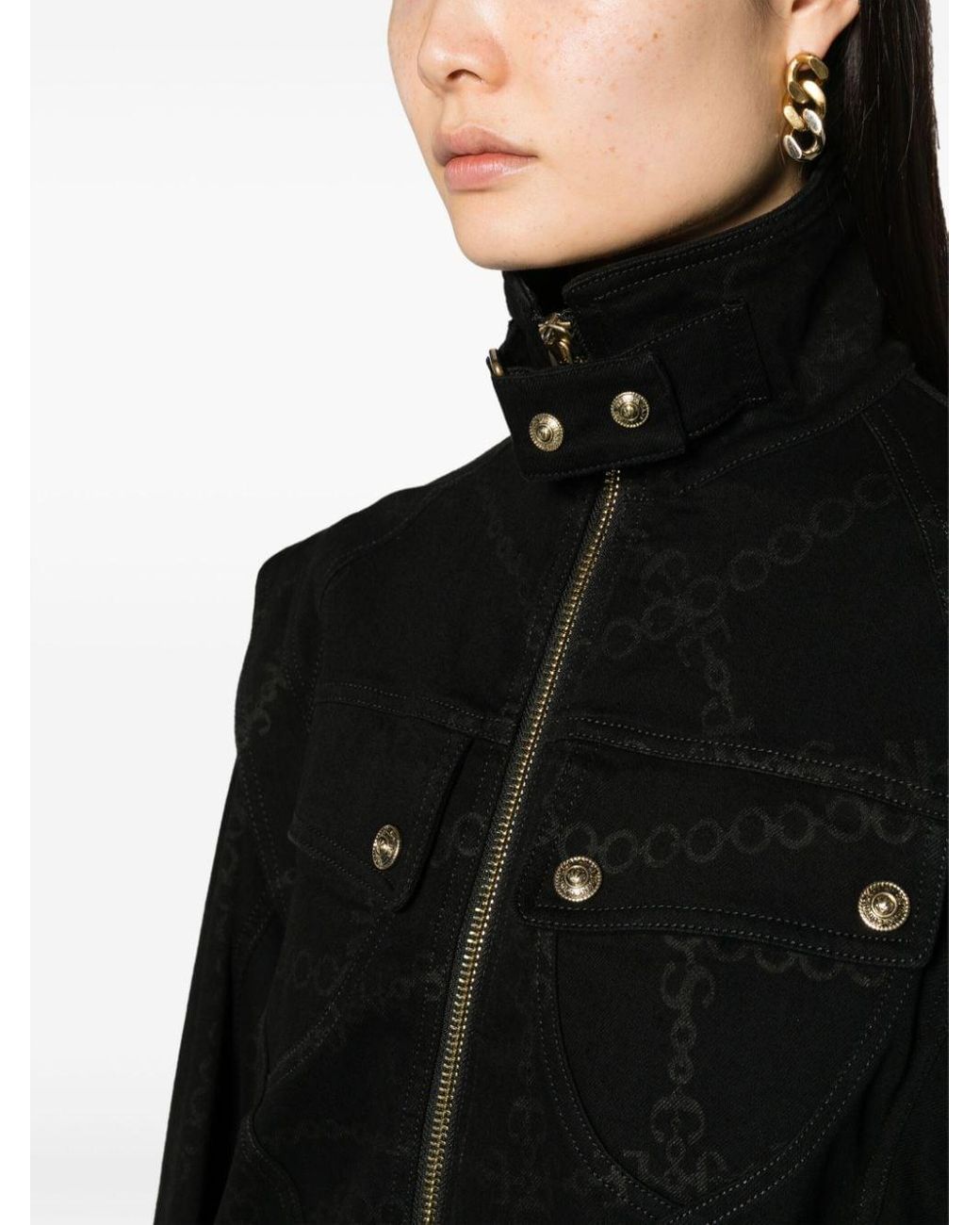 Chain print cheap denim jacket