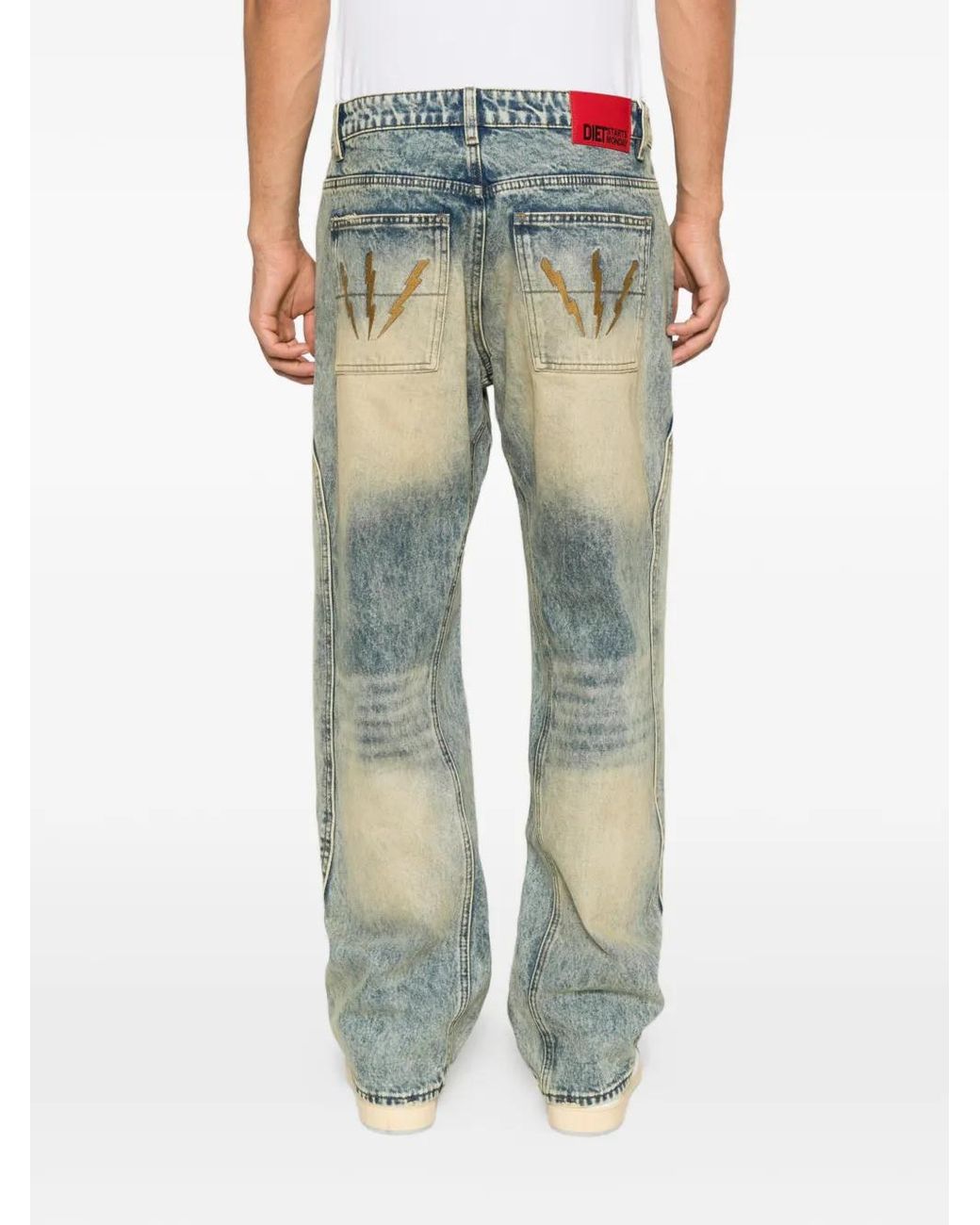 DIET STARTS MONDAY Blue Acid-Wash Lightning-Bolt Jeans for men