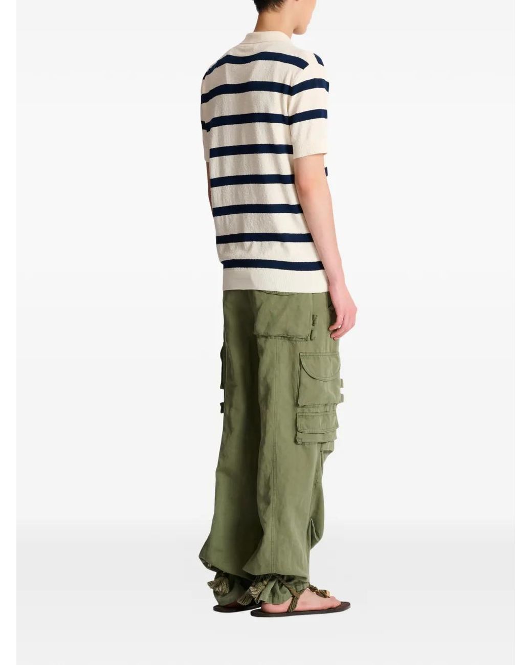 Balmain White Cotton Marinière Polo for men