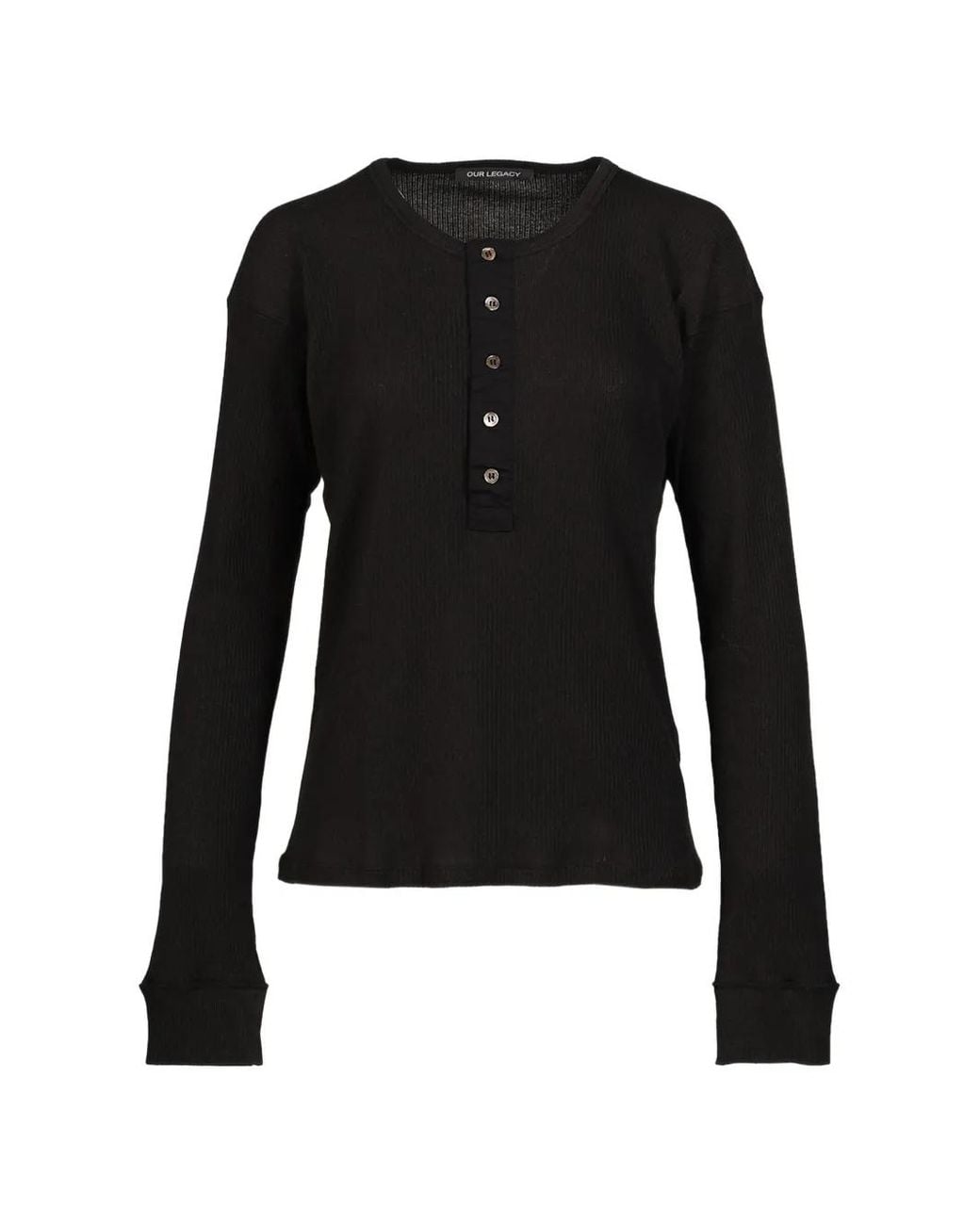 Our Legacy Black Gentle Henley T-Shirt for men