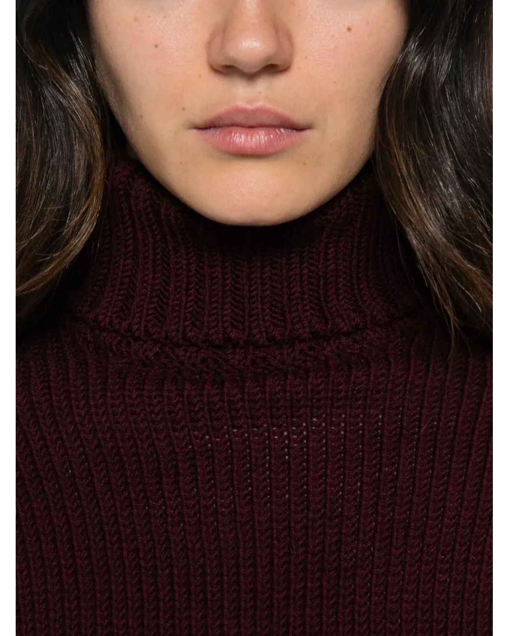 Base London Red Ribbed Roll-Neck Sweater