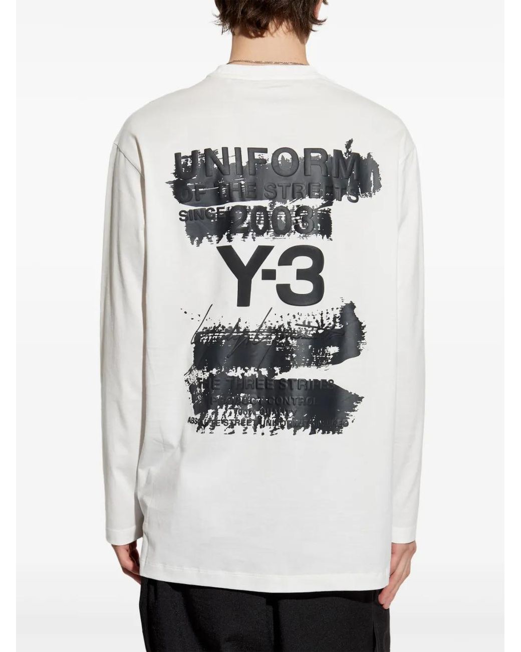 Y-3 White Logo-Print T-Shirt for men