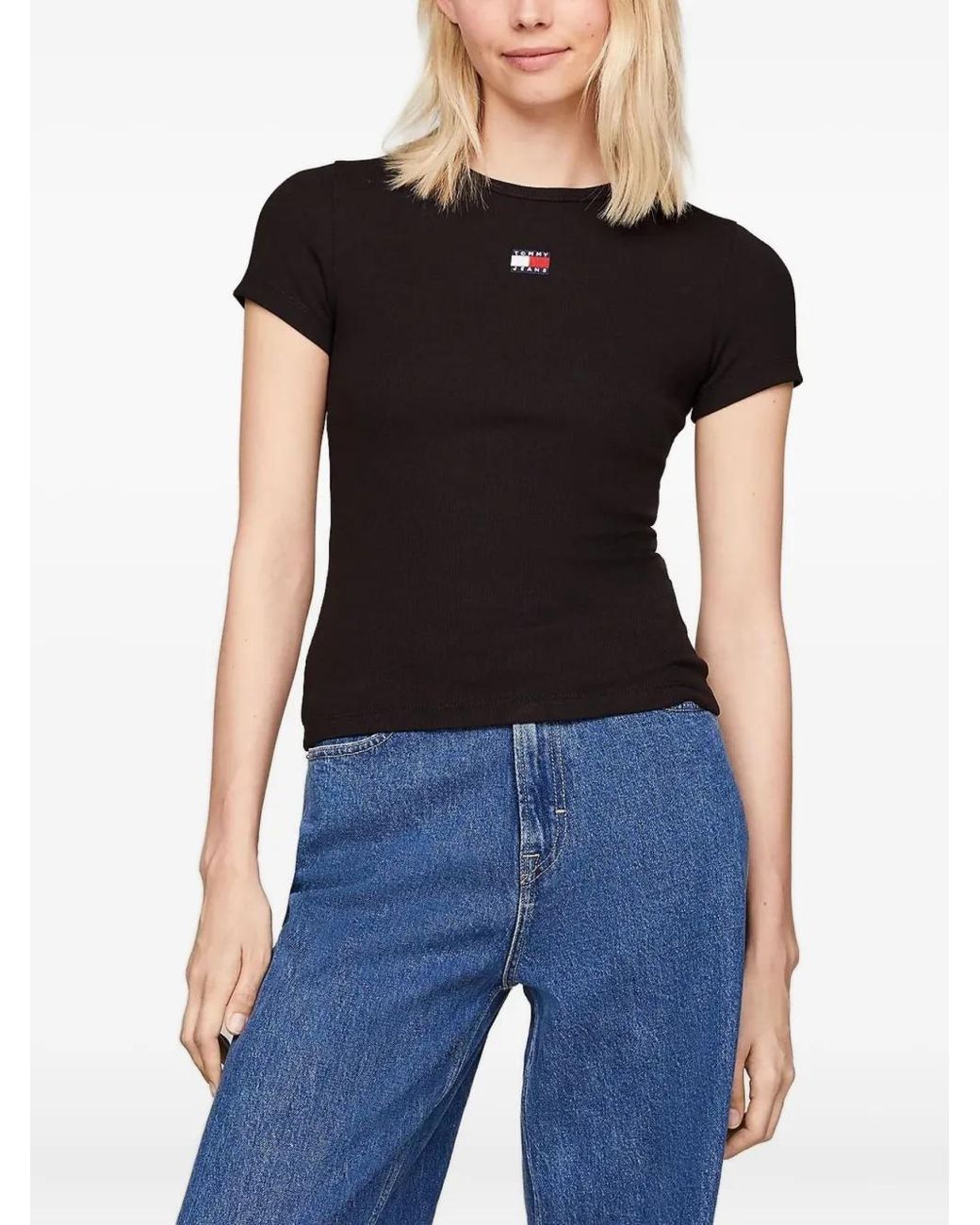 Tommy Hilfiger Black Logo-Badge T-Shirt