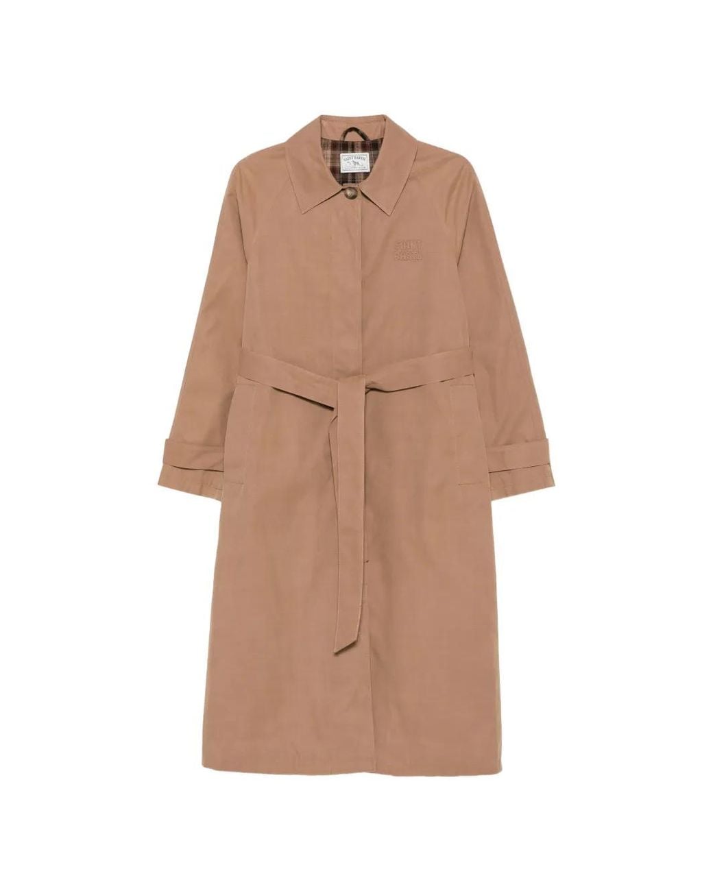 Mc2 Saint Barth Natural Lion Belted Logo-Embroidered Coat