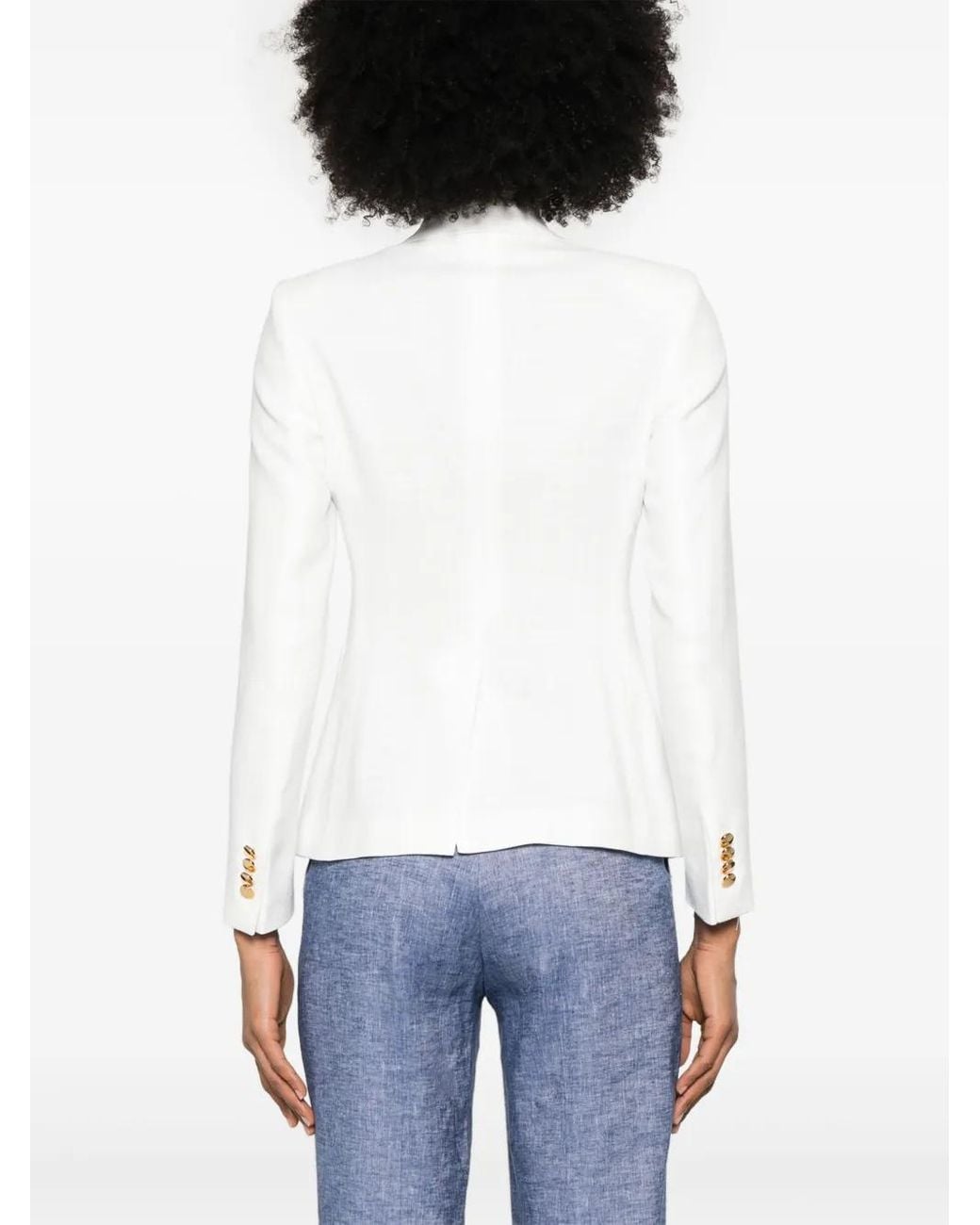 Tagliatore White Double-Breasted Jacket With American Rear Vent